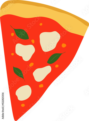 Vector margherita pizza slice. Fast food Illustration	