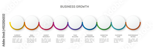 Vector template circle infographics. Business concept with 9 options and parts. Nine steps for content, flowchart, timeline, levels