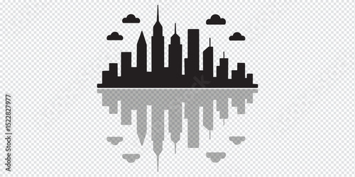 New York City Skyline. Hand Drawn Vector Illustration – Iconic NYC Silhouette with Skyscrapers and Landmarks, Minimalist Urban Cityscape Design in Black on White


