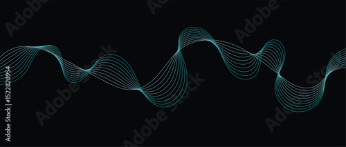 Abstract wave lines in color gradient on minimalist background. Futuristic and dynamic look, perfect for tech, digital, and modern design projects.