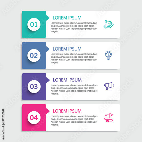  Infographic design template with 4 options, steps or processes. Can be used for workflow layout, diagram, annual report, web design	
