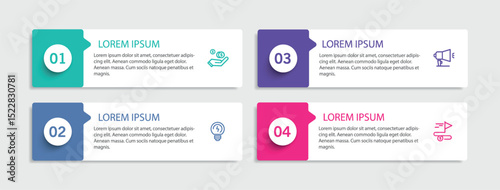 Infographic design template with 4 options, steps or processes. Can be used for workflow layout, diagram, annual report, web design	
