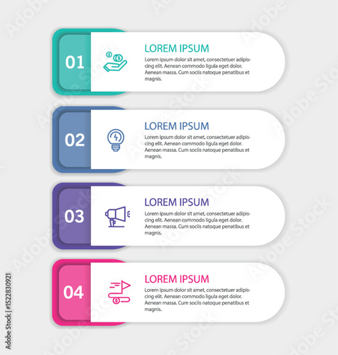  Infographic design template with 4 options, steps or processes. Can be used for workflow layout, diagram, annual report, web design	
