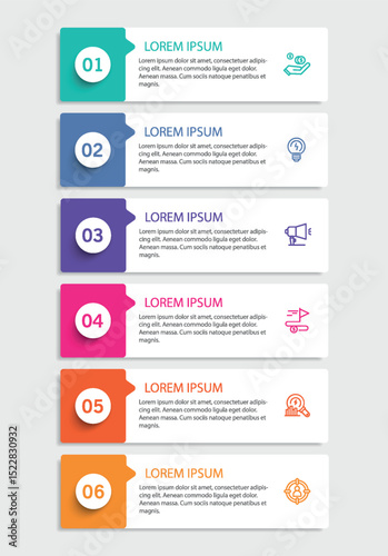 Infographic vector design template with 6 options, steps or processes. Can be used for workflow layout, diagram, annual report, web design	
