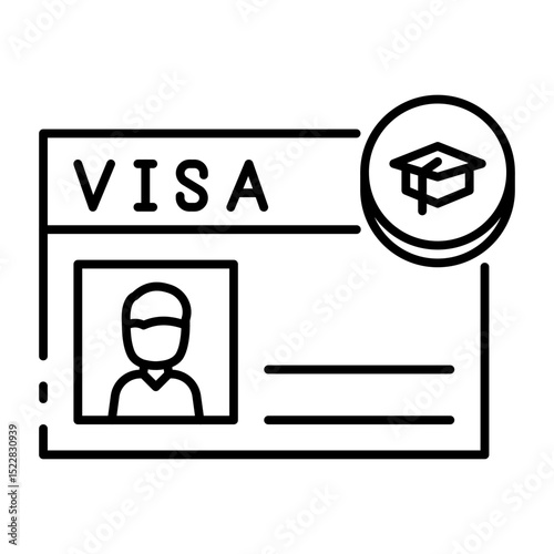 This Student Visa icon is suitable for Study Abroad, International student, Education, etc