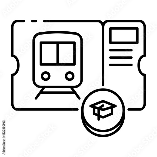This Train Pass icon is suitable for Study Abroad, International student, Education, etc