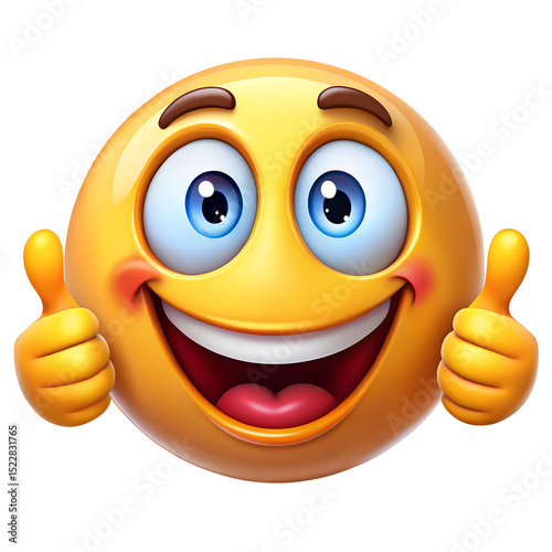 happy emoji emoticon showing double thumbs up like