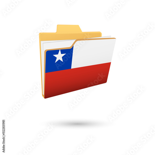 Vector illustration of Chile flag isolated in file folder on white background.