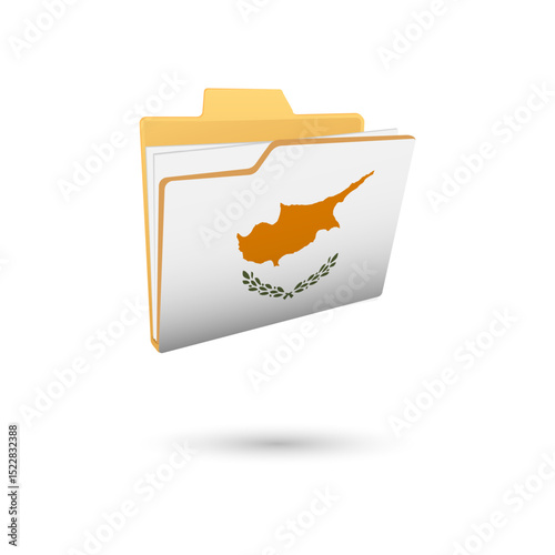 Vector illustration of Cyprus flag isolated in file folder on white background.