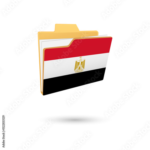 Vector illustration of Egypt flag isolated in file folder on white background.