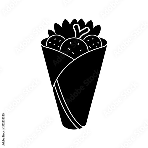 Silhouette of falafel wrap vector illustration isolated on a transparent background