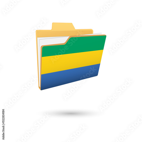 Vector illustration of Gabon flag isolated in file folder on white background.