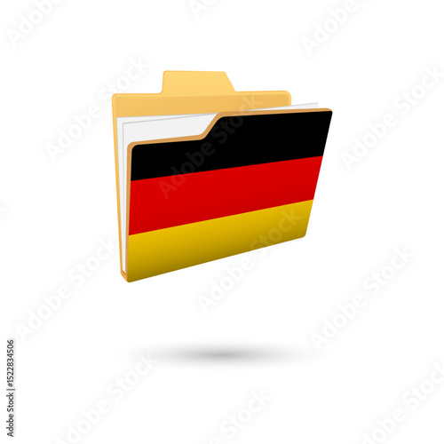 Vector illustration of German flag isolated in file folder on white background.