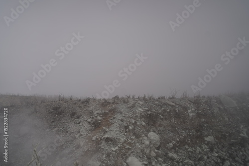 misty cloud on a top of mountain