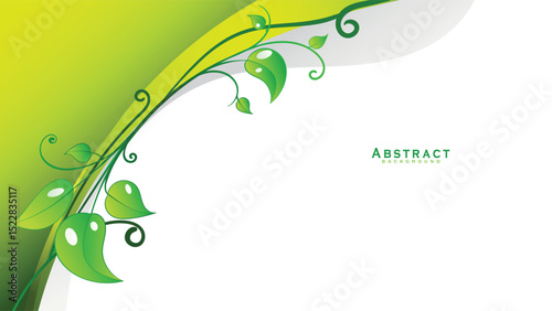 Green abstract background design with elegant leaf elements vector illustration