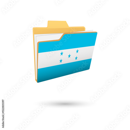 Vector illustration of Honduras flag isolated in file folder on white background.