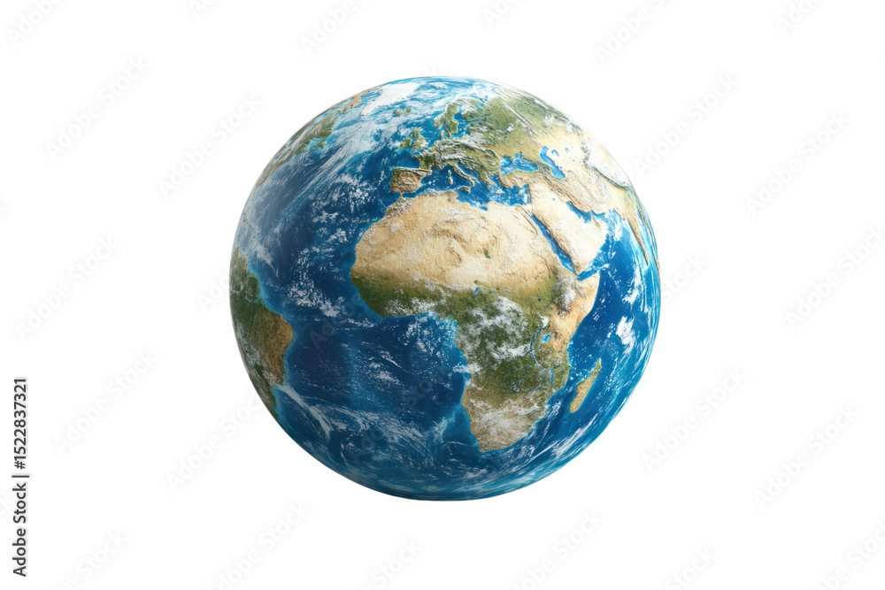 Fototapeta premium The World in a Glimpse: A breathtaking shot of planet Earth, showcasing its serene and balanced nature, featuring the vibrant blue oceans, continents, and clouds.