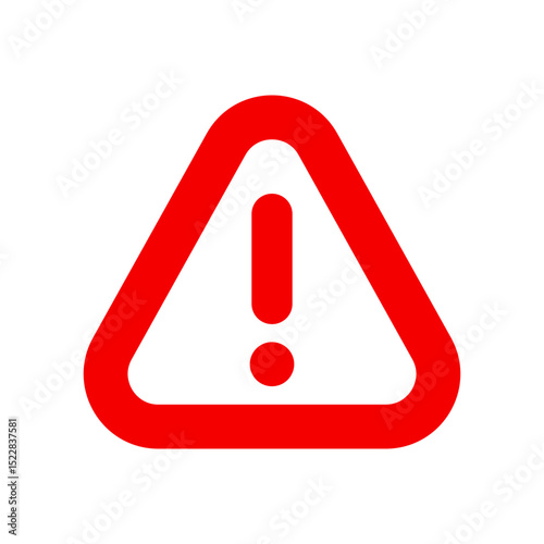 Warning sign or badge vector. Red ! exclamation mark icon. Red caution or attention symbol
