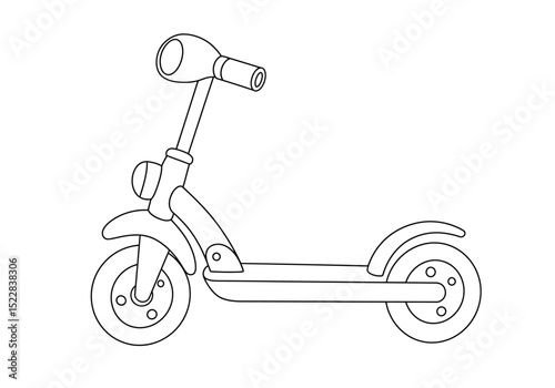Illustration of outline scooter In Flat Style 
