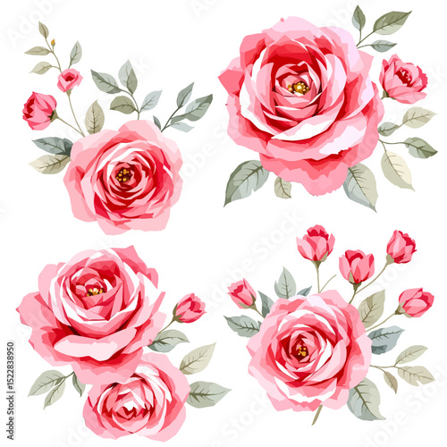 Watercolor wildflower set with daisies, forget-me-nots, cornflowers, poppies, bellflowers, and clover in botanical illustration