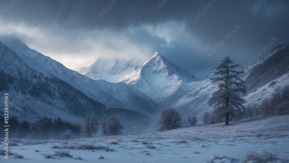Obraz premium A stunning snowy mountain landscape captured in a photograph