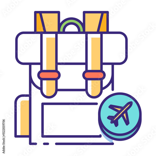 This Backpack icon is suitable for Study Abroad, International student, Education, etc