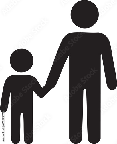 Iconic Representation A Parent Holding Their Child s Hand Symbolizing Family Love and Guidance in Black and White