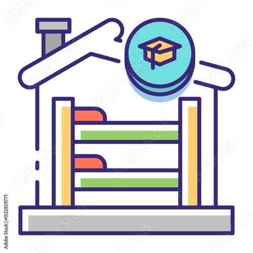 This Dormitory icon is suitable for Study Abroad, International student, Education, etc