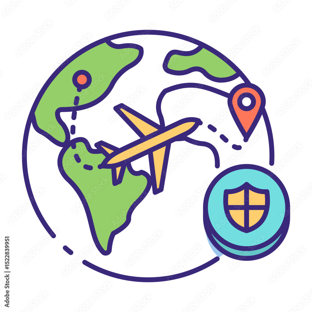 Fototapeta premium This Travel Insurance icon is suitable for Study Abroad, International student, Education, etc