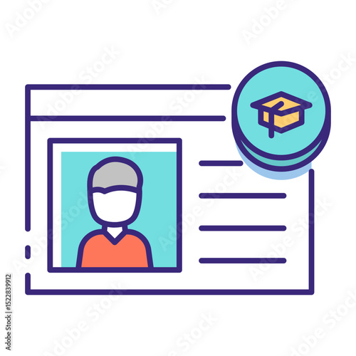 This Student ID Card icon is suitable for Study Abroad, International student, Education, etc