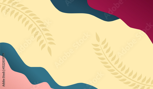 3D Vector Abstract Studio Room with pedestal or stand podium. Tosca wavy layers and maroon red in paper pieces. Scene for cosmetic product presentations. Showcase, promotional display