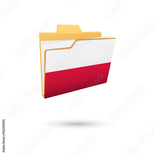 Vector illustration of Poland flag isolated in file folder on white background.