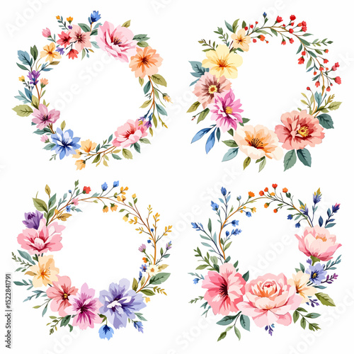 Watercolor Floral Wreath