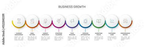 Vector template circle infographics. Business concept with 9 options and parts. Nine steps for content, flowchart, timeline, levels