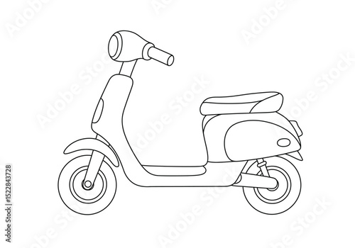 Illustration of outline scooter In Flat Style 