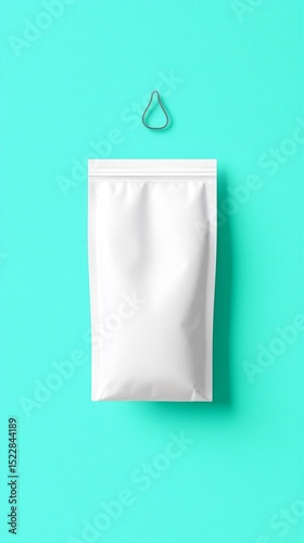 White Resealable Pouch Packaging Mockup on Teal Background