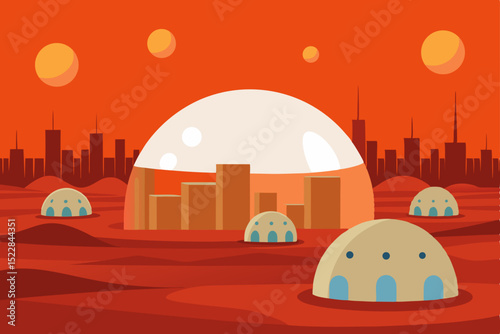 a colony on mars with domed cities
