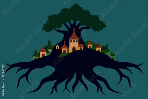  a hidden village carved into a giant tree s roots