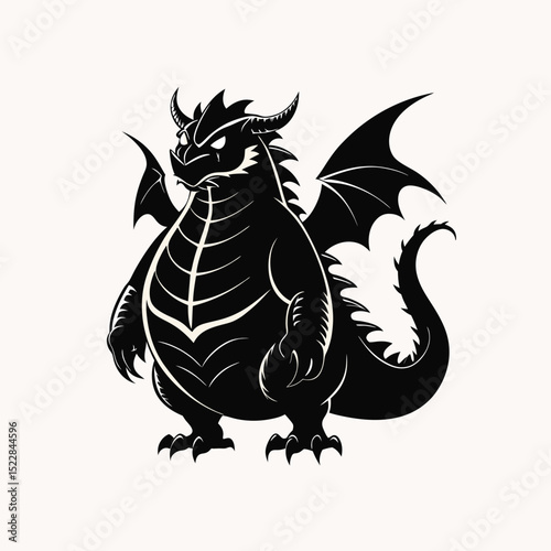Silhouette Chubby fatty dragon on white background in  Adobe Illustrator Artwork