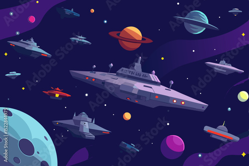 a vast starship graveyard floating in deep space 
