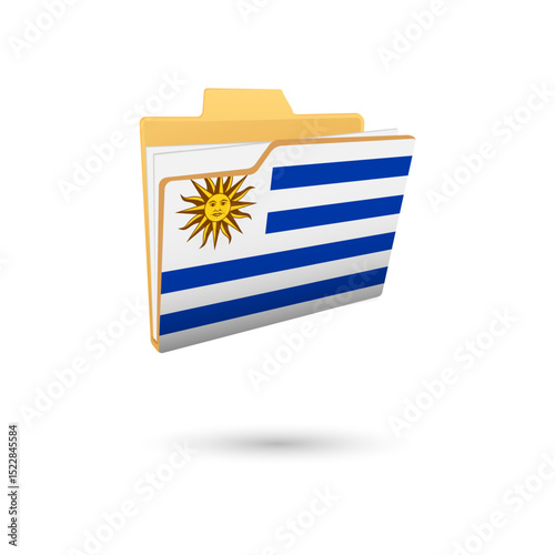 Vector illustration of Uruguay flag isolated in file folder on white background.