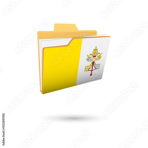 Vector illustration of Vatican flag isolated in file folder on white background.