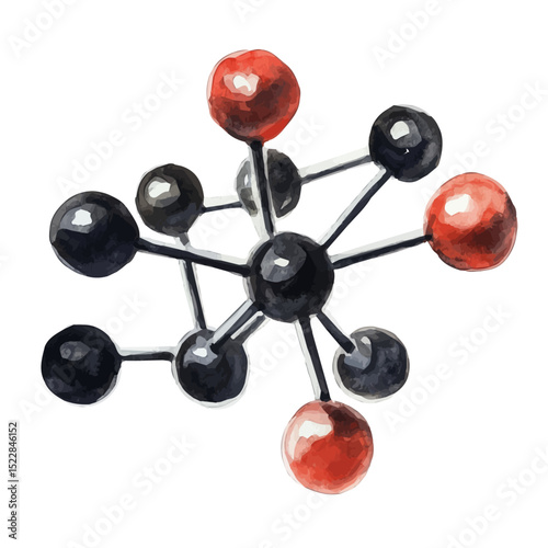 watercolor of Molecules In Darkness, vector high quality, isolated on a white background.