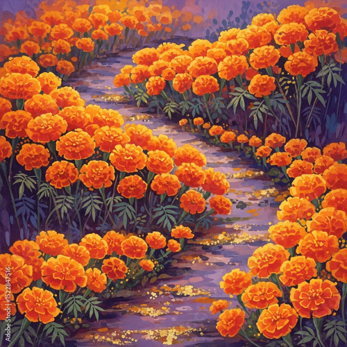 Vibrant Marigolds Path, Aut...