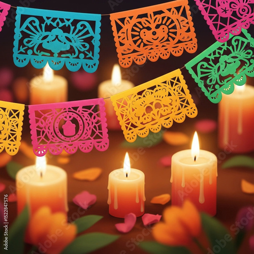 Colorful Papel Picado Banne...