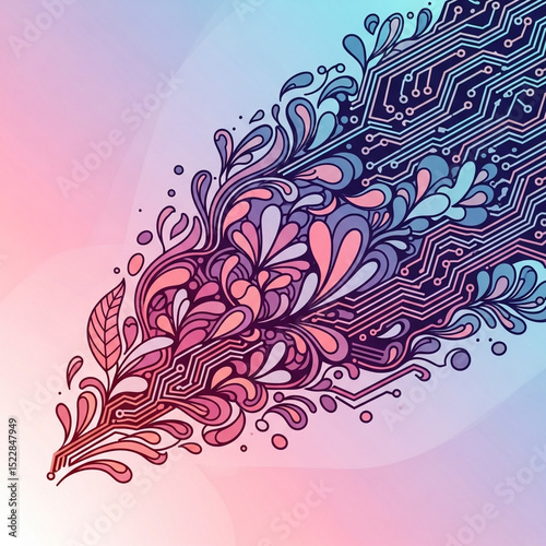 Abstract Floral Circuit Boa...