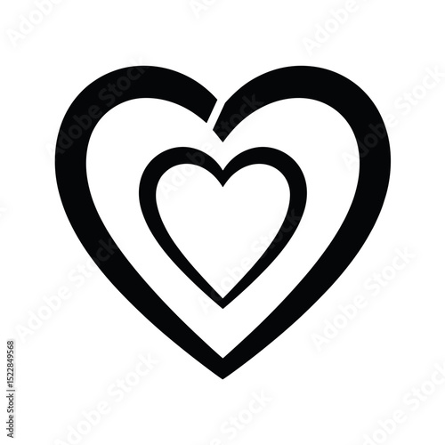 Symbolic heart design with three concentric hearts. Simple heart illustration shows three layered hearts, perfect for expressing love, remembrance, or sympathy.