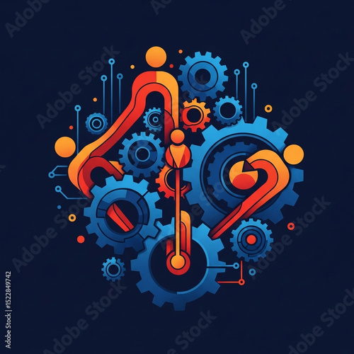 Abstract Gear Teamwork Tech...