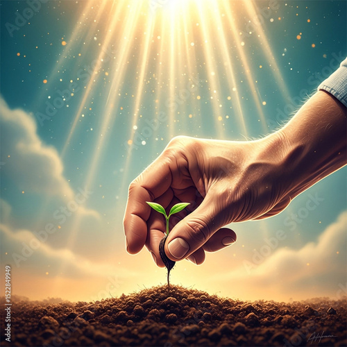 Hand Planting Seedling in S...