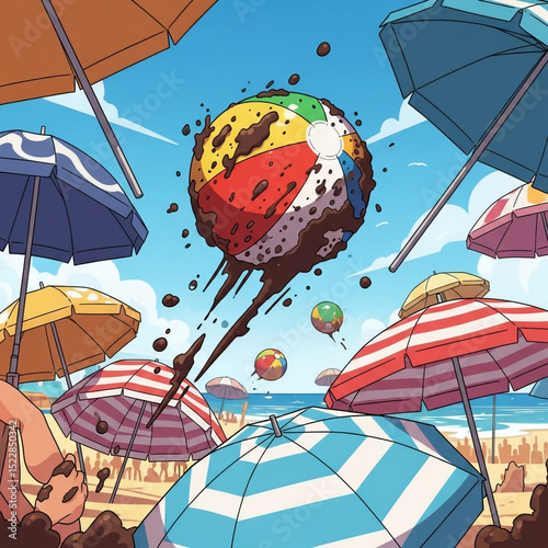 Muddy Beach Ball Summer Fun...